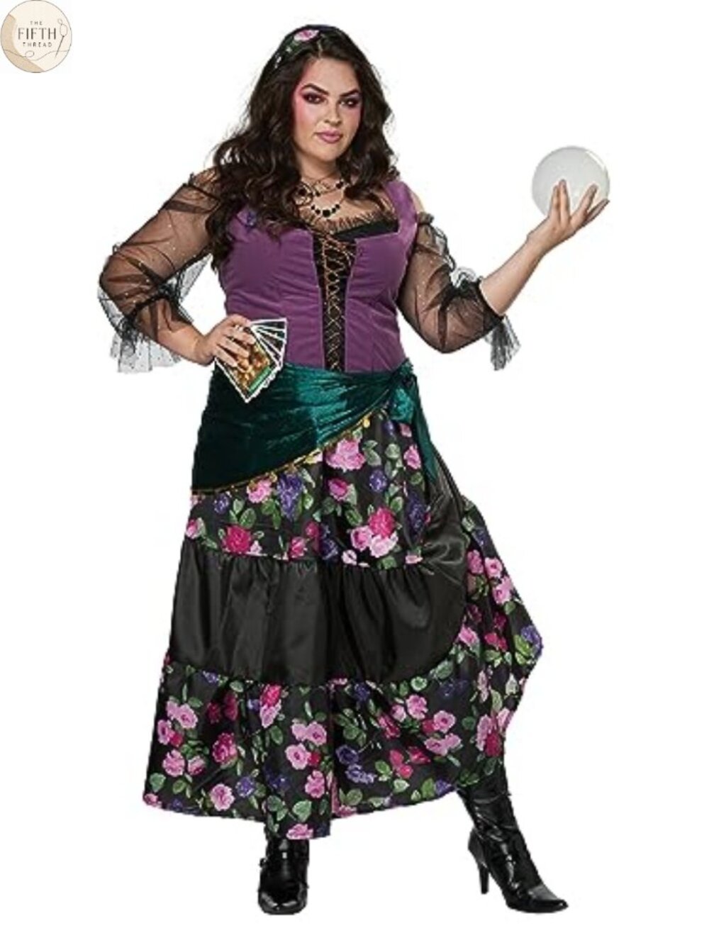 Women Plus Mystical Charmer Costume Set Corset Skirt Tarot Cards